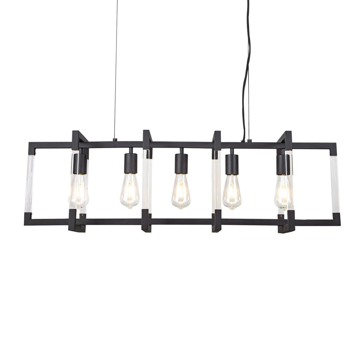 Canto 5 Light Linear Pendant in Graphite & Clear Acrylic