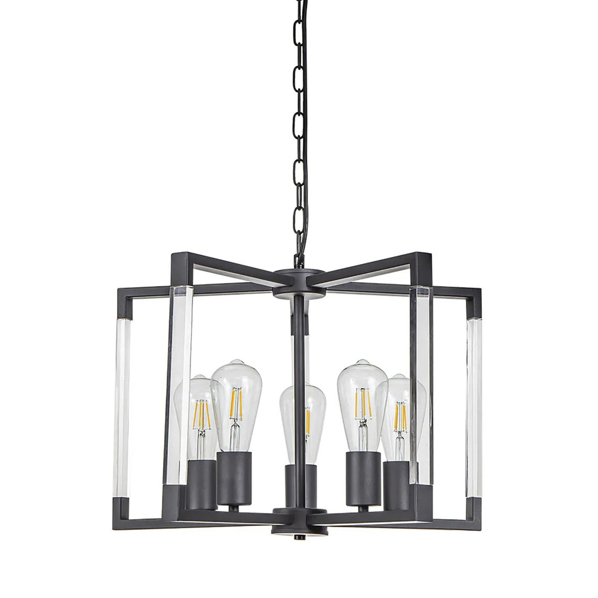 Canto 5 Light Pendant in Graphite & Clear Acrylic