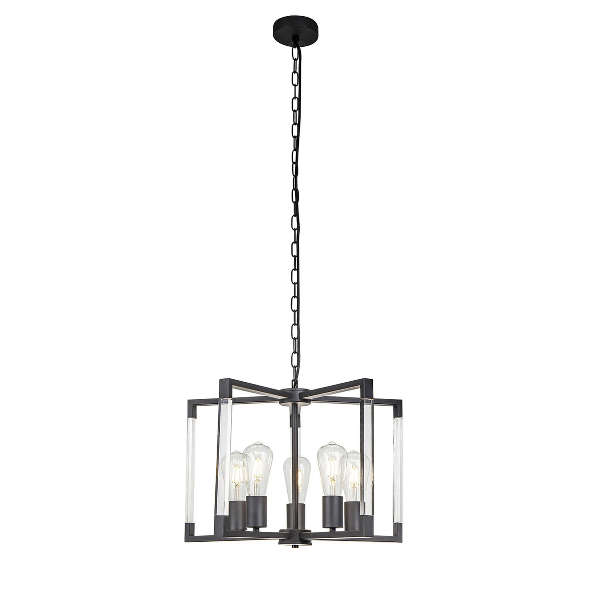 Canto 5 Light Pendant in Graphite & Clear Acrylic