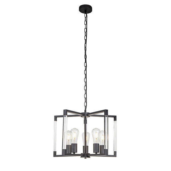 Canto 5 Light Pendant in Graphite & Clear Acrylic