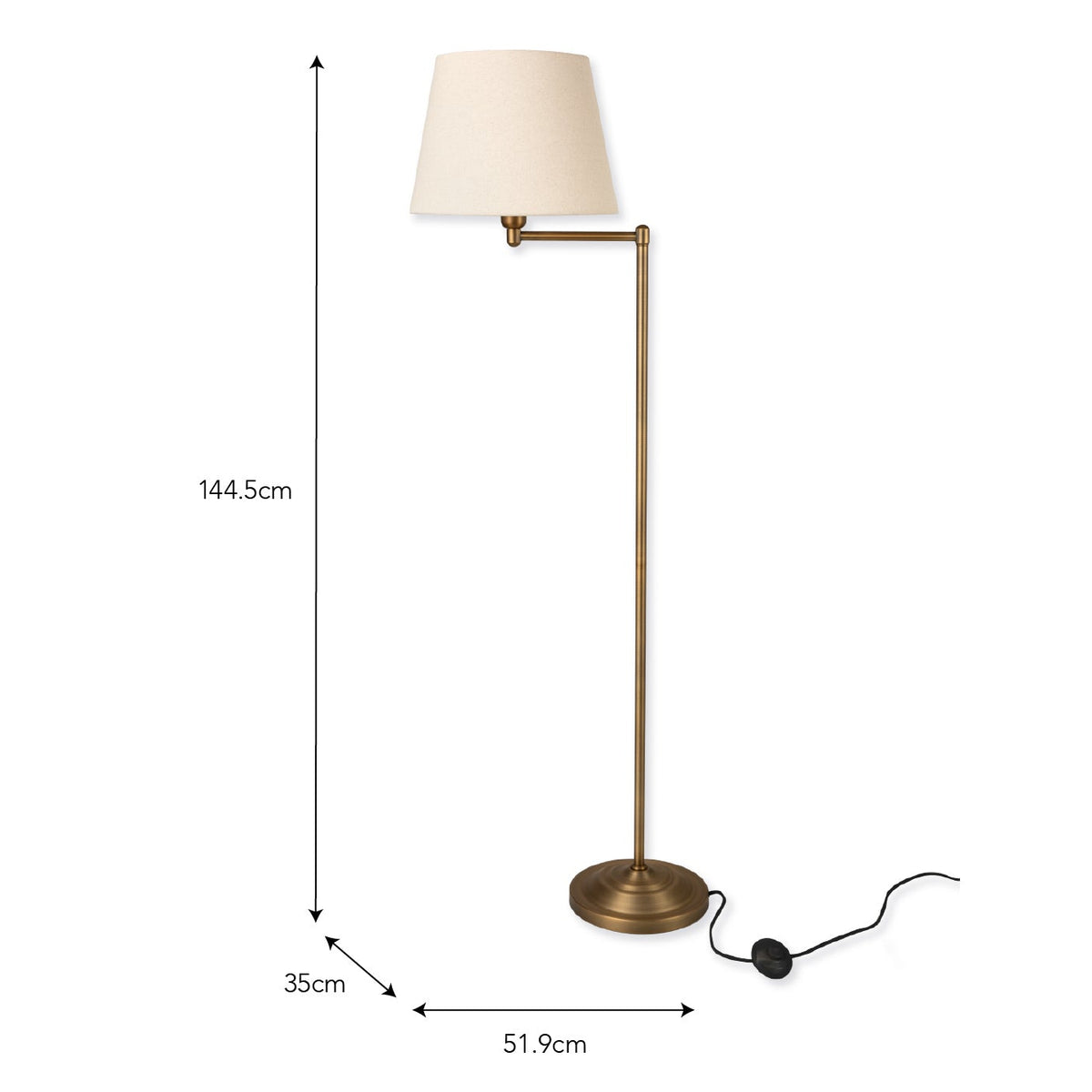 Peartree Antique Bronze Floor Lamp with Natural Shade