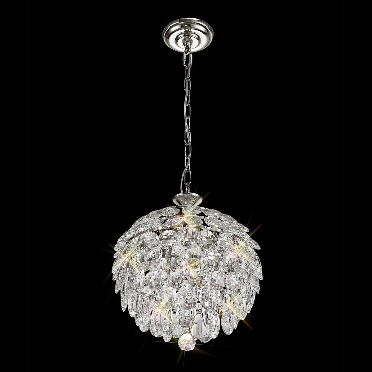 Coniston 3 Light Clear Crystal Pendant in Polished Chrome