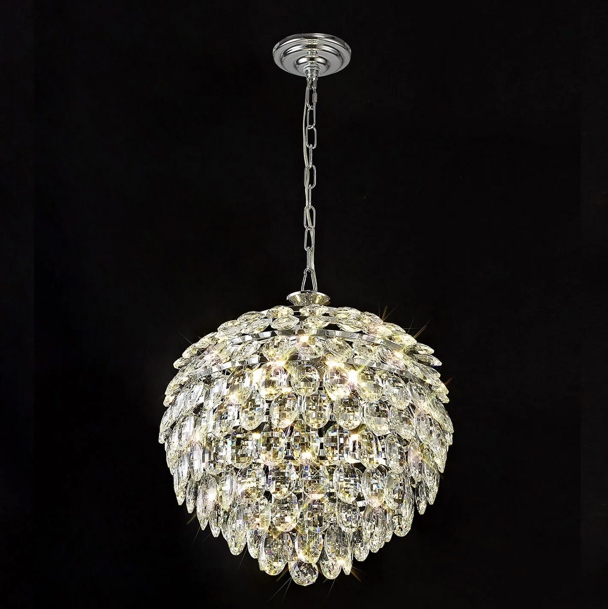 Coniston 6 Light Clear Crystal Pendant Light in Polished Chrome