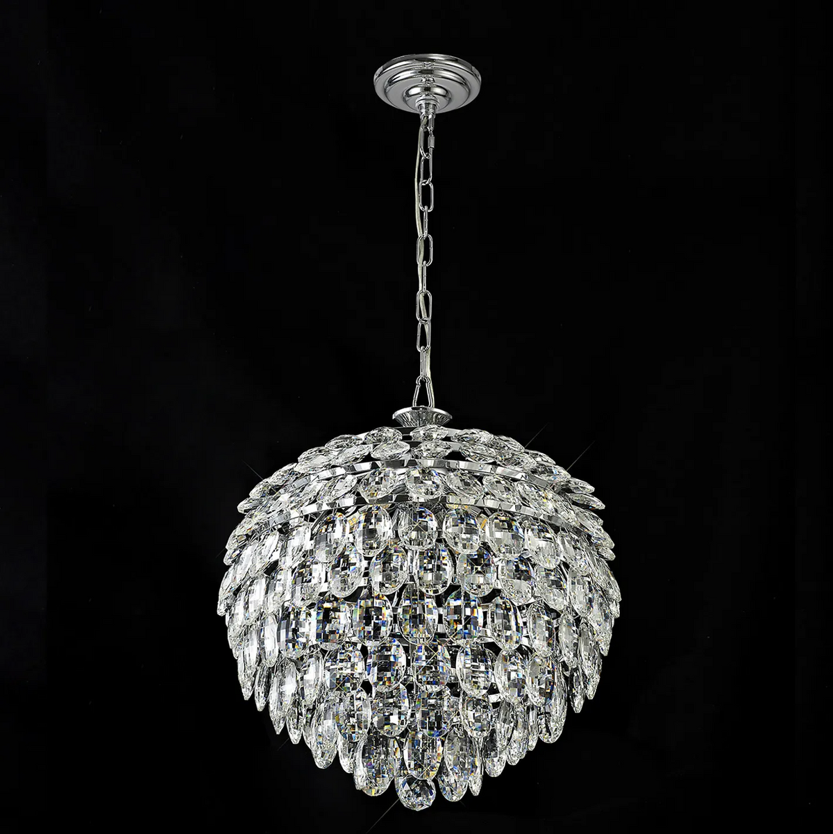 Coniston 6 Light Clear Crystal Pendant Light in Polished Chrome
