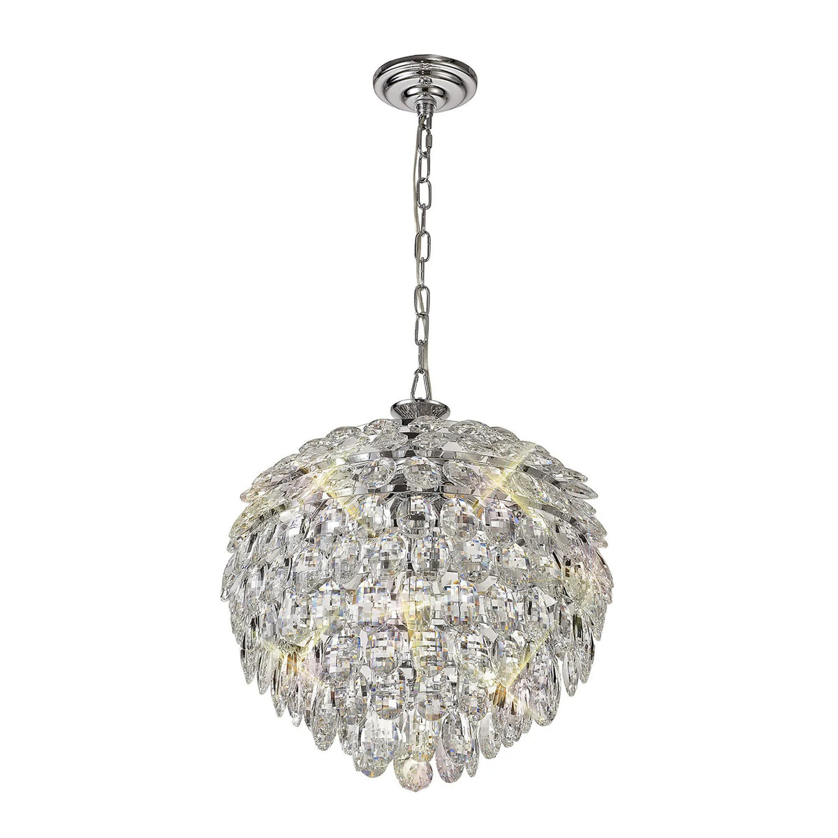 Coniston 6 Light Clear Crystal Pendant Light in Polished Chrome