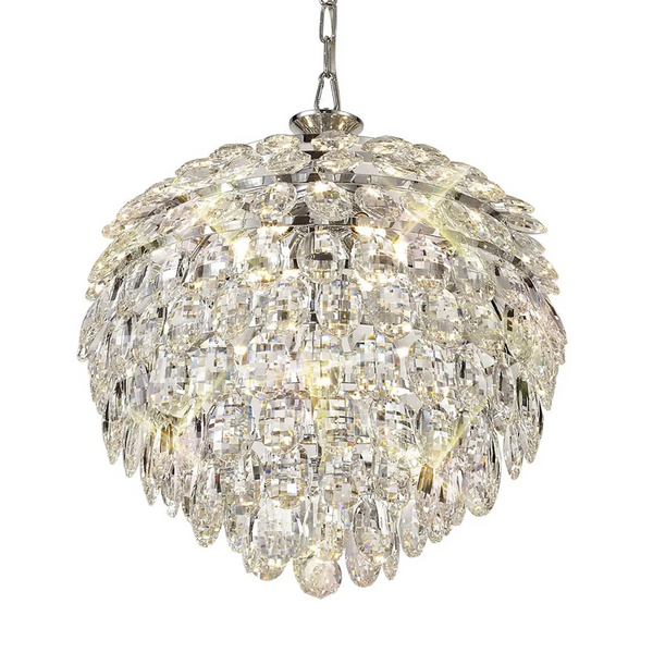 Coniston 6 Light Clear Crystal Pendant Light in Polished Chrome