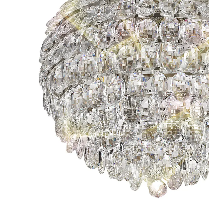 Coniston 9 Light Clear Crystal Pendant Light in Polished Chrome