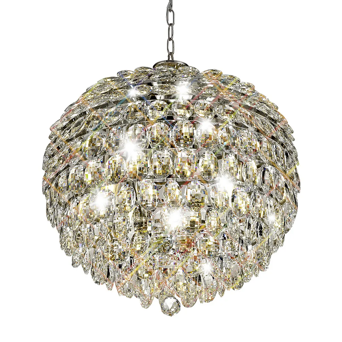 Coniston 9 Light Clear Crystal Pendant Light in Polished Chrome