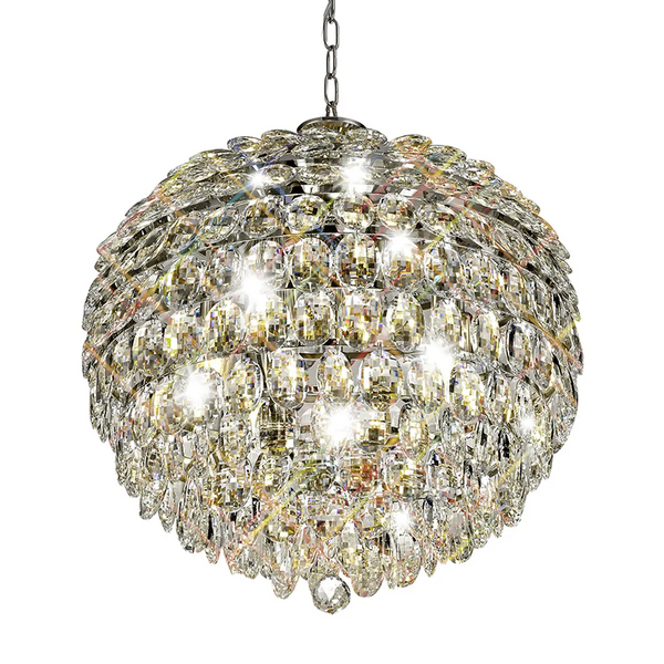 Coniston 9 Light Clear Crystal Pendant Light in Polished Chrome
