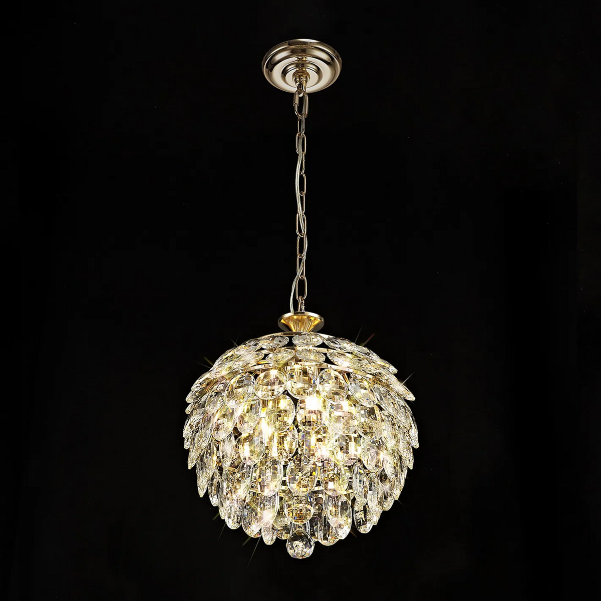 Coniston 3 Light Clear Crystal Pendant in French Gold