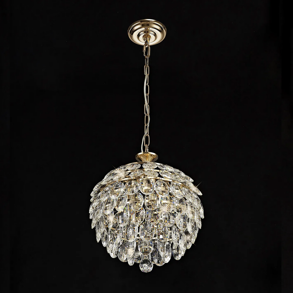 Coniston 3 Light Clear Crystal Pendant in French Gold