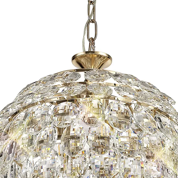 Coniston 3 Light Clear Crystal Pendant in French Gold