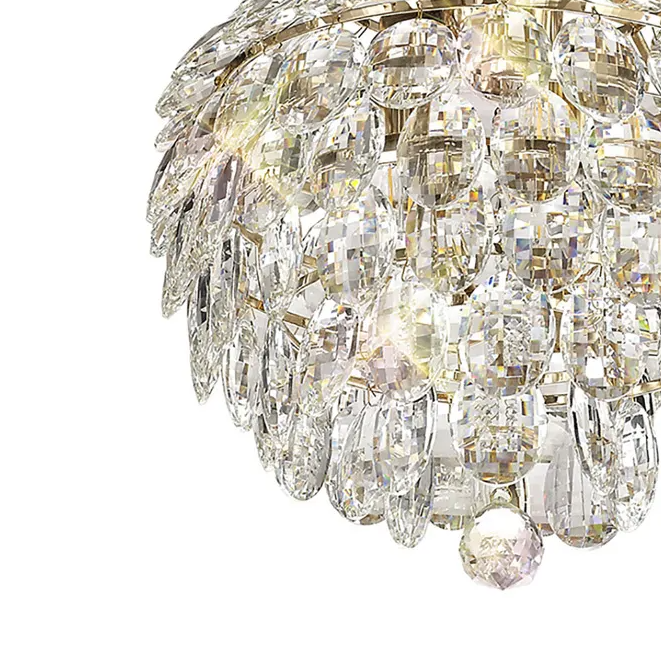 Coniston 3 Light Clear Crystal Pendant in French Gold