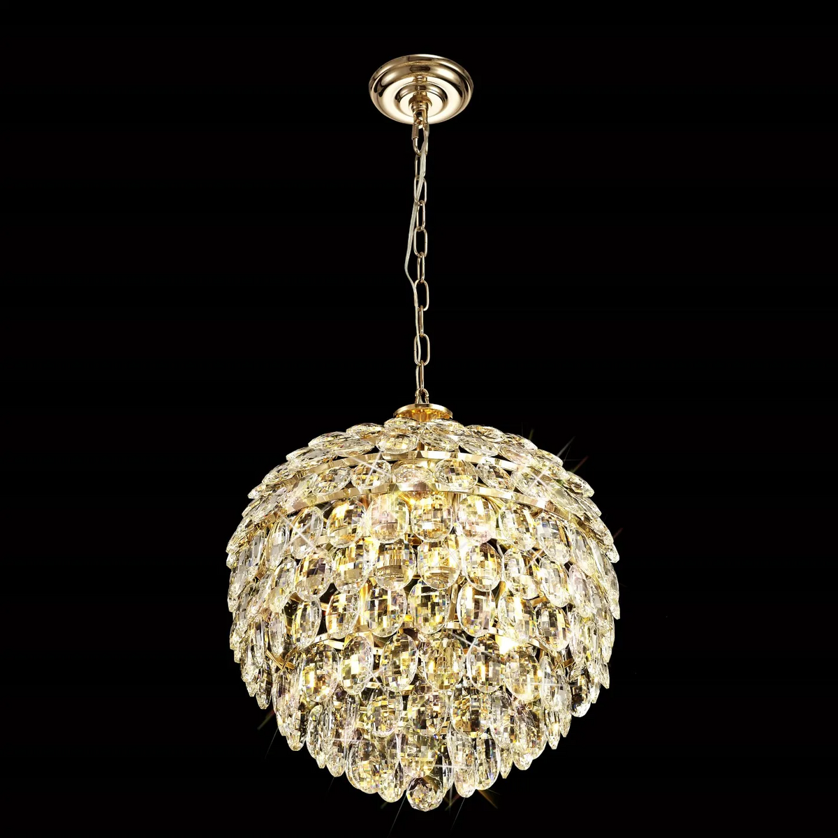 Coniston 6 Light Clear Crystal Pendant Light in French Gold
