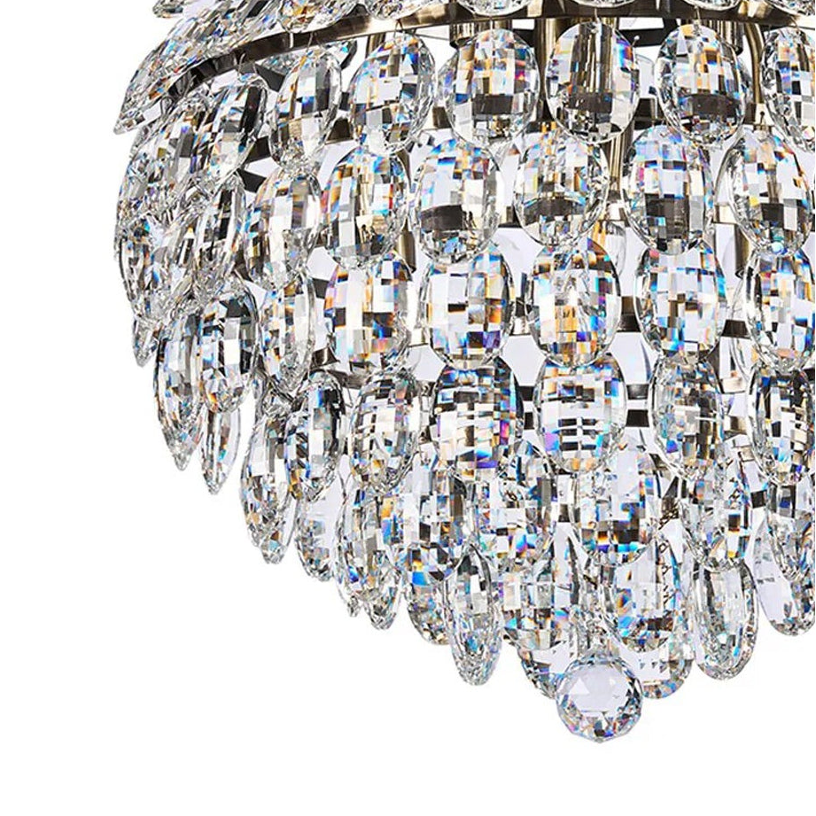 Coniston 6 Light Clear Crystal Pendant Light in Antique Brass