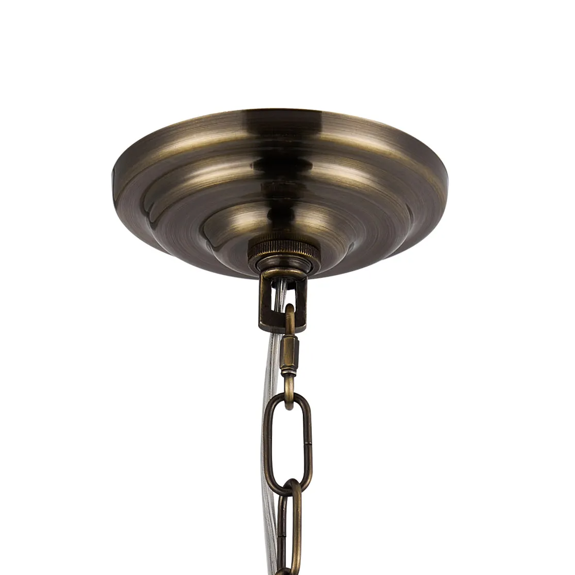 Coniston 6 Light Clear Crystal Pendant Light in Antique Brass