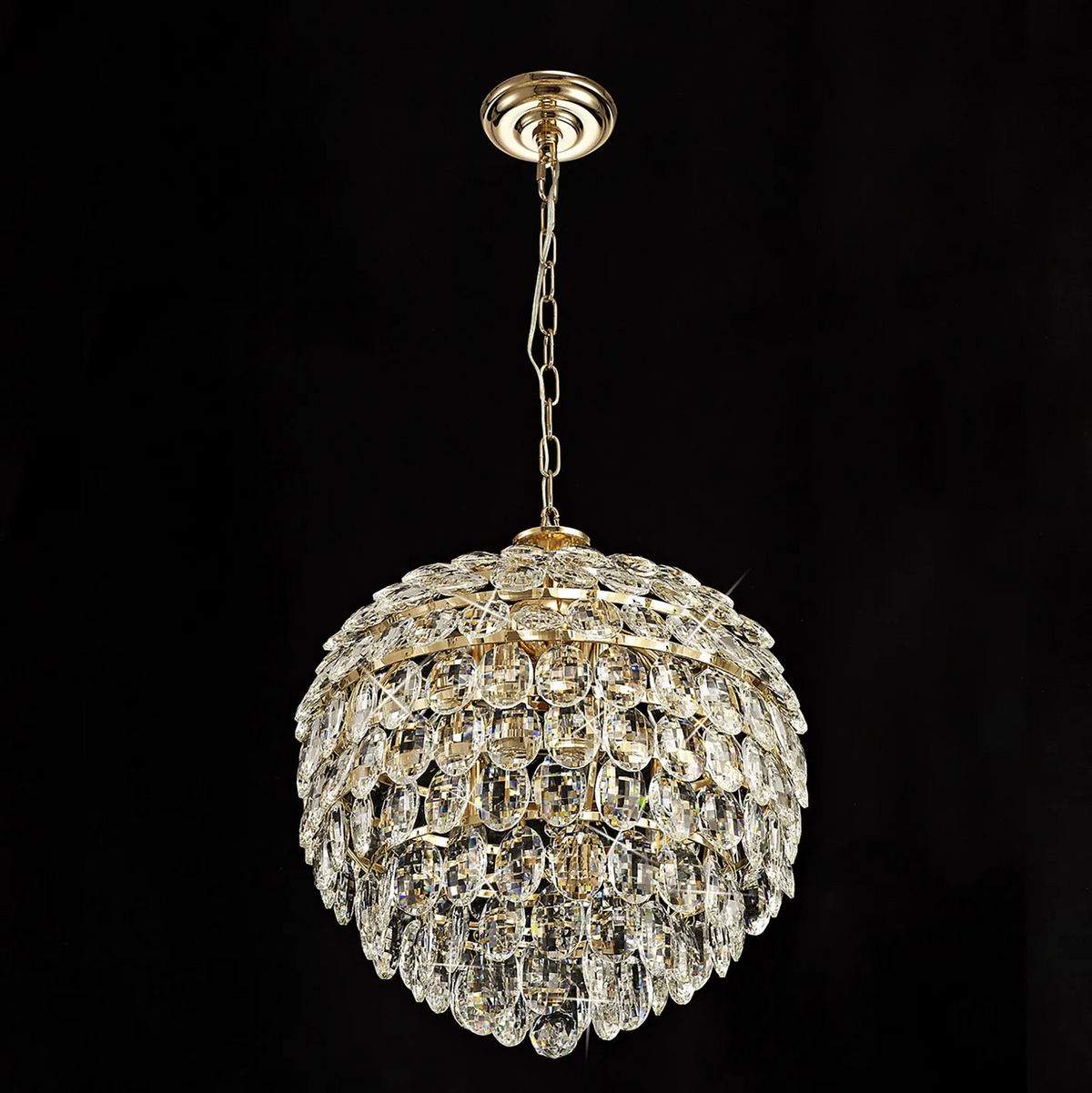 Coniston 6 Light Clear Crystal Pendant Light in French Gold