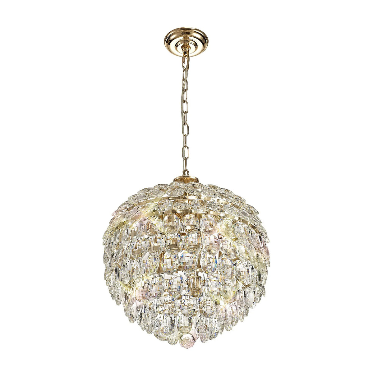 Coniston 6 Light Clear Crystal Pendant Light in French Gold