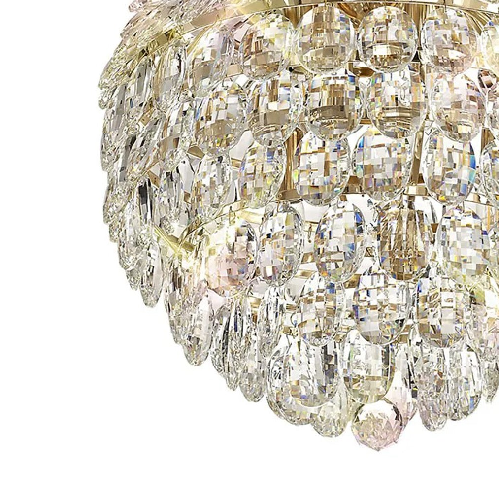 Coniston 6 Light Clear Crystal Pendant Light in French Gold