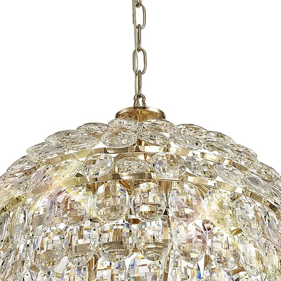 Coniston 6 Light Clear Crystal Pendant Light in French Gold