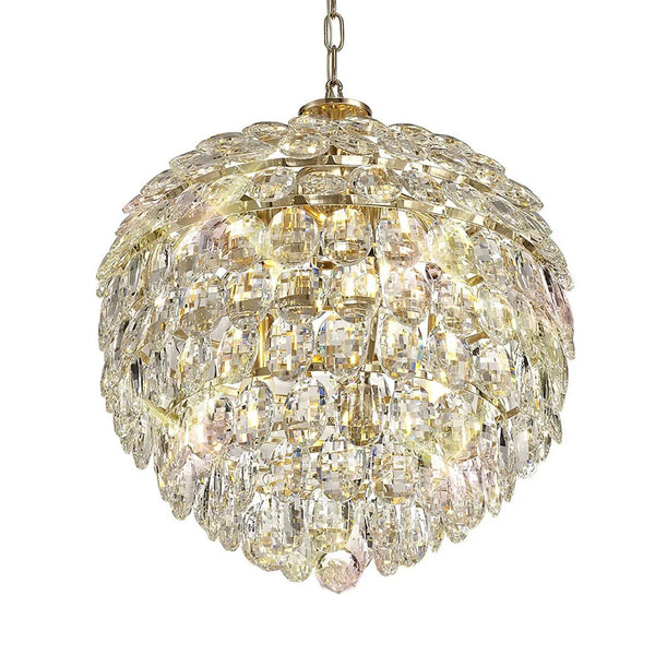 Coniston 6 Light Clear Crystal Pendant Light in French Gold