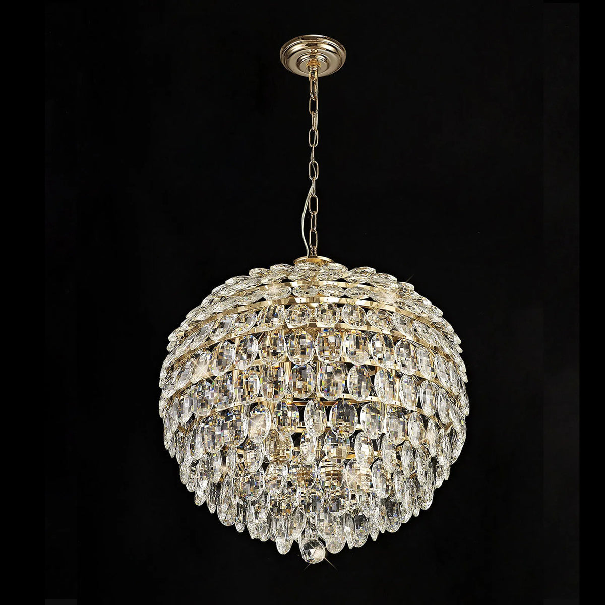 Coniston 9 Light Clear Crystal Pendant Light in French Gold