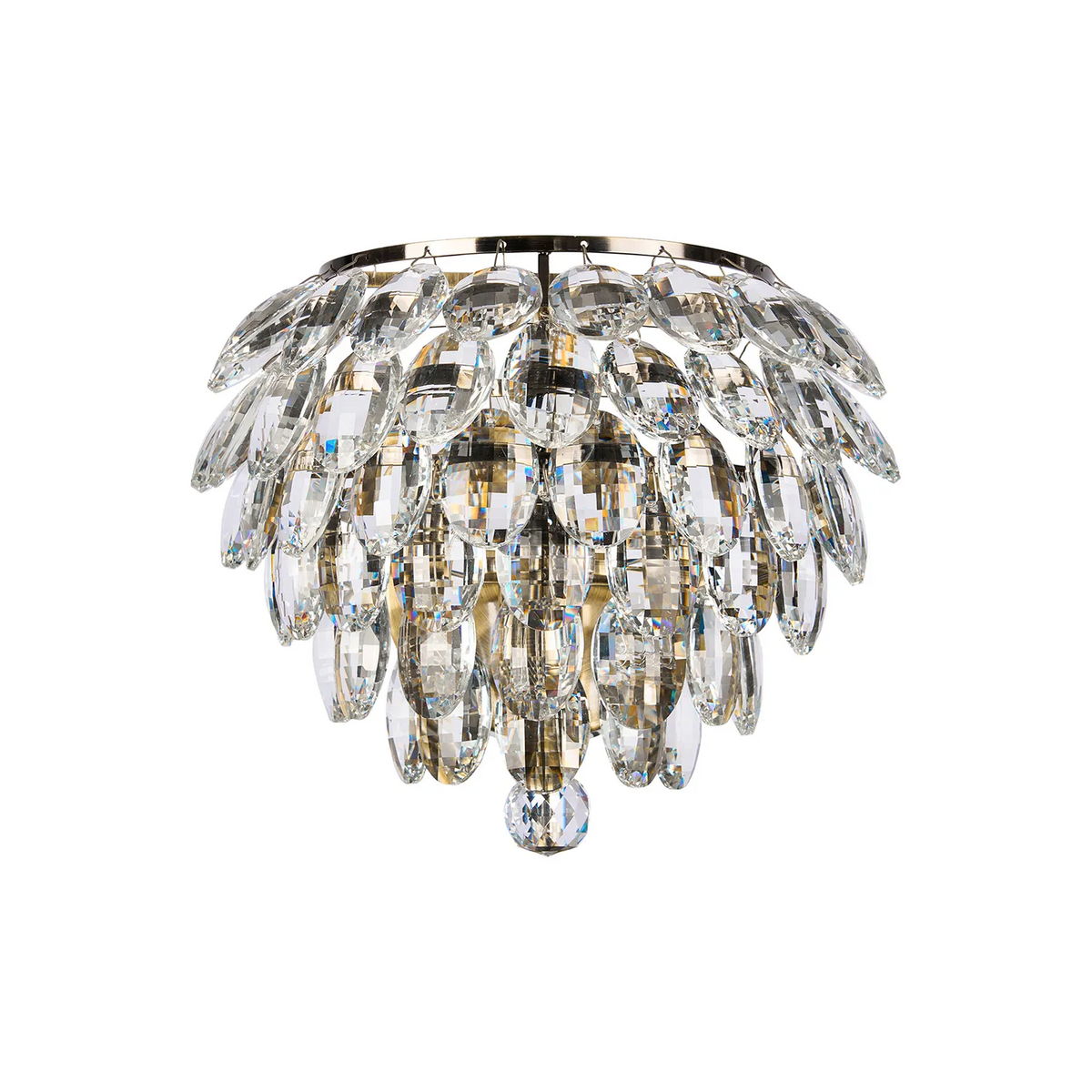 Coniston Small Wall Light in Antique Brass & Clear Crystal
