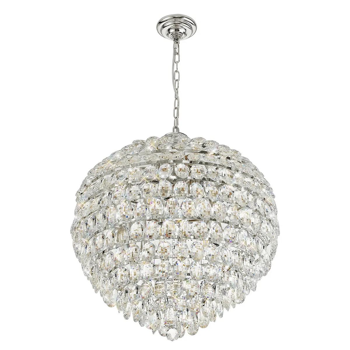 Coniston 12 Light Clear Crystal Pendant Light in Polished Chrome