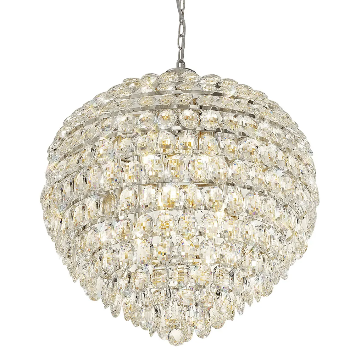 Coniston 12 Light Clear Crystal Pendant Light in Polished Chrome