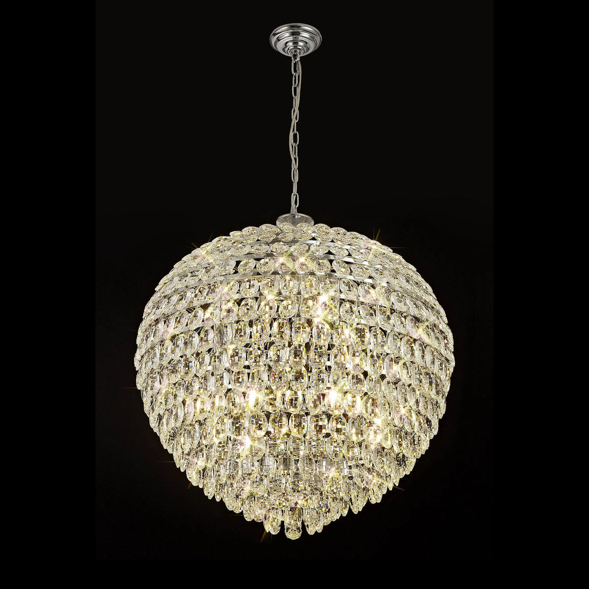 Coniston 16 Light Clear Crystal Pendant Light in Polished Chrome