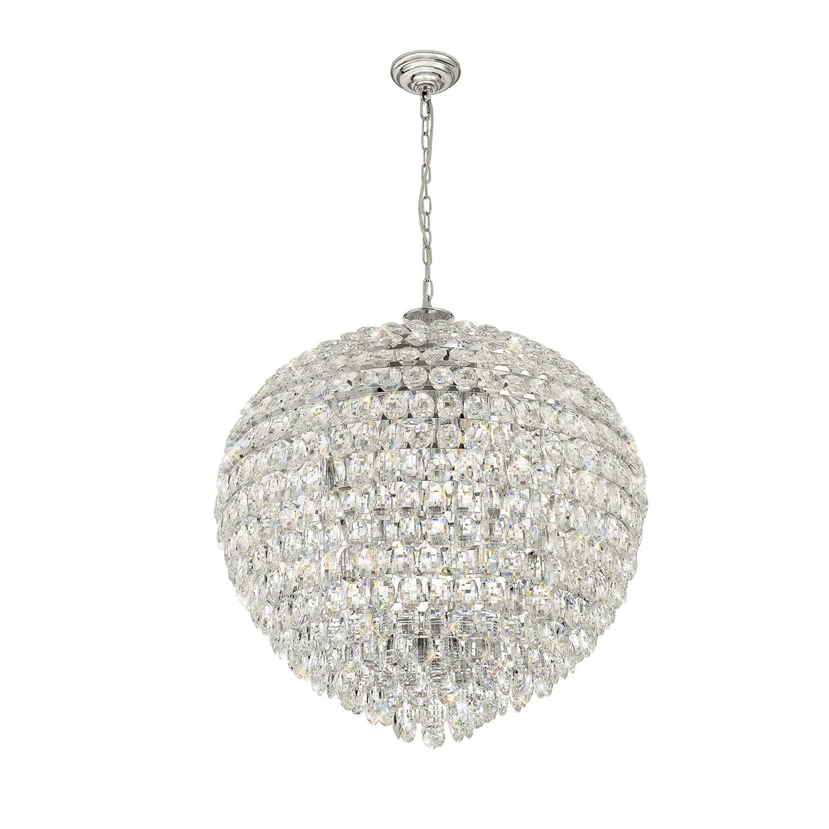 Coniston 16 Light Clear Crystal Pendant Light in Polished Chrome