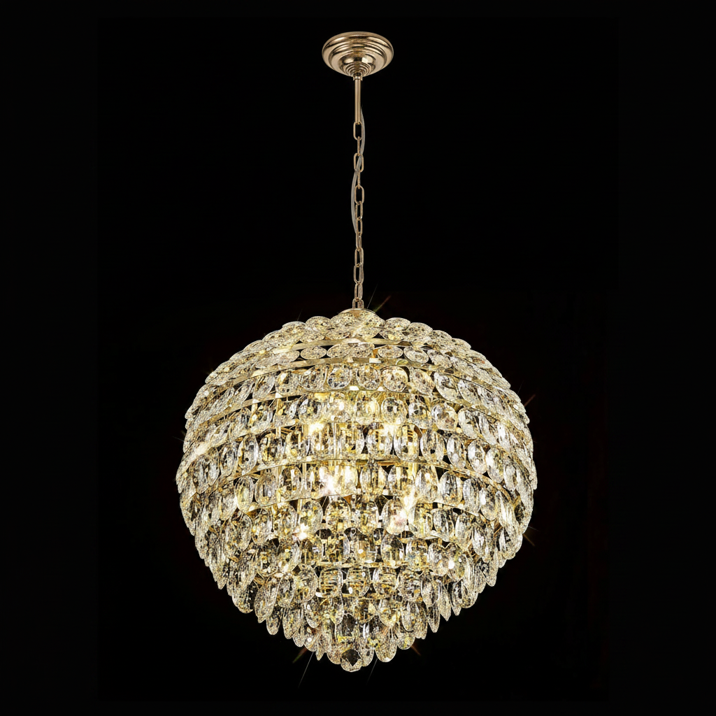 Coniston 12 Light Clear Crystal Pendant Light in French Gold