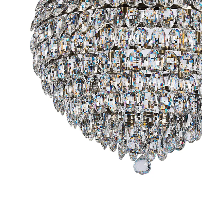 Coniston 12 Light Clear Crystal Pendant Light in Antique Brass
