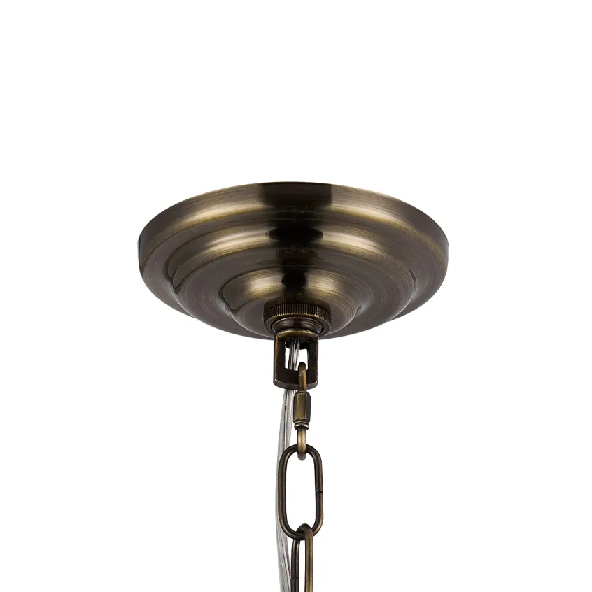 Coniston 12 Light Clear Crystal Pendant Light in Antique Brass