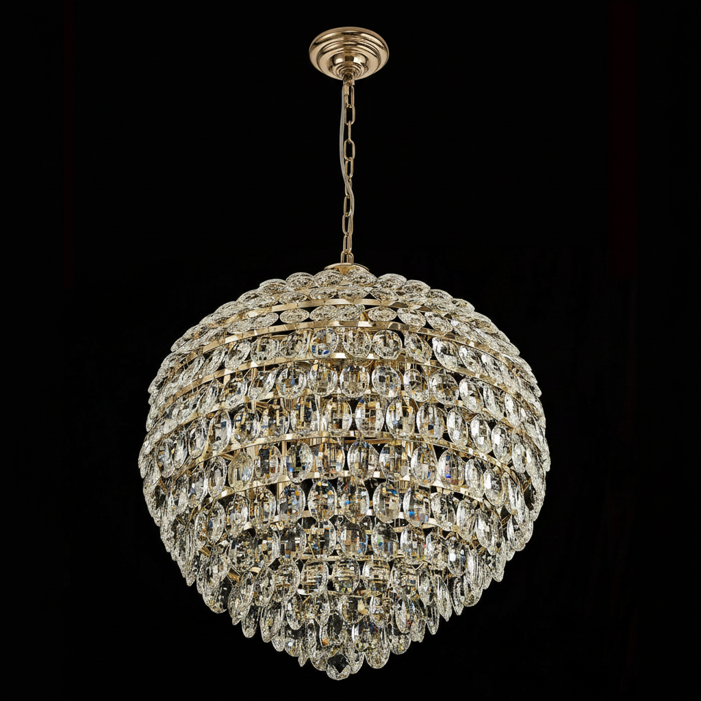 Coniston 12 Light Clear Crystal Pendant Light in French Gold