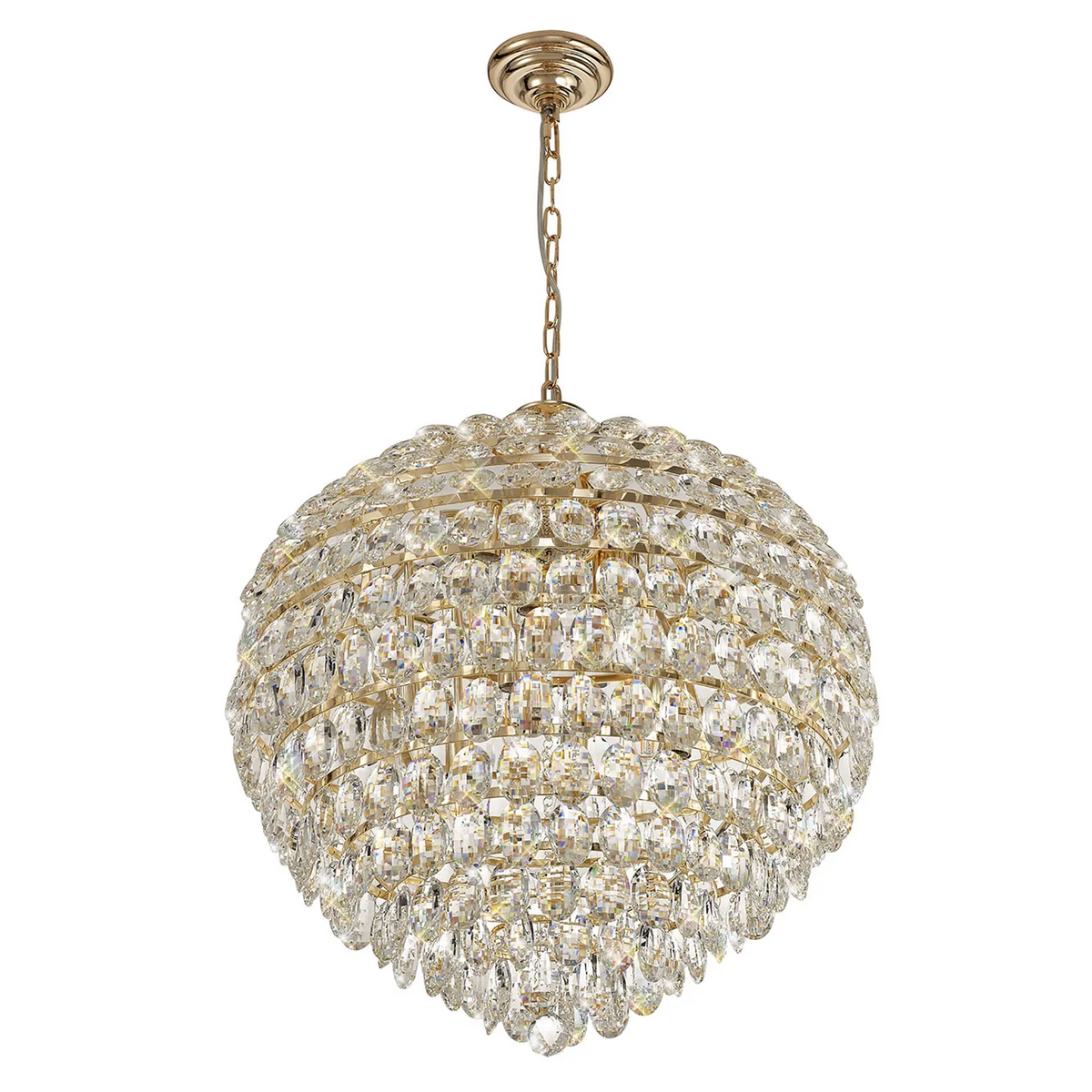 Coniston 12 Light Clear Crystal Pendant Light in French Gold