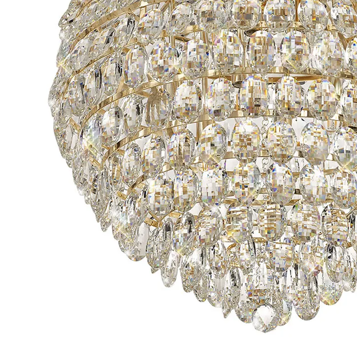 Coniston 12 Light Clear Crystal Pendant Light in French Gold