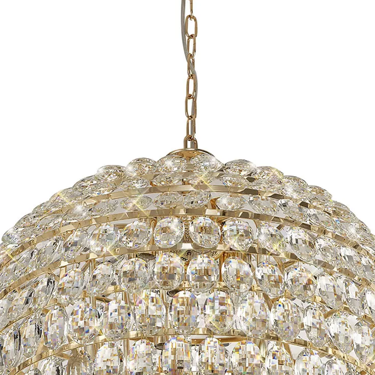 Coniston 12 Light Clear Crystal Pendant Light in French Gold