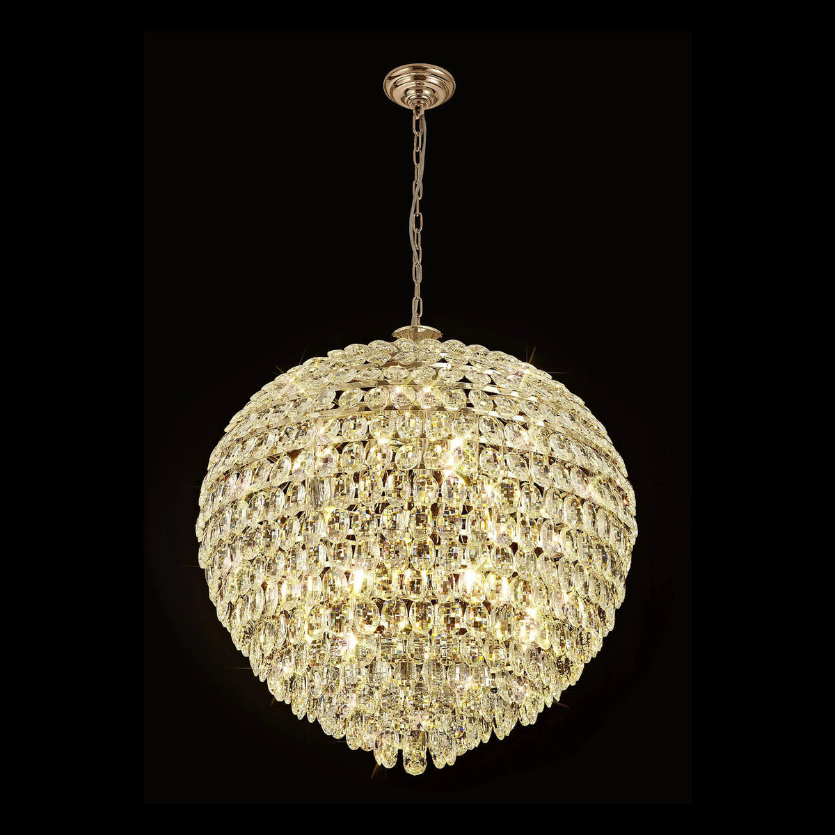 Coniston 16 Light Clear Crystal Pendant Light in French Gold