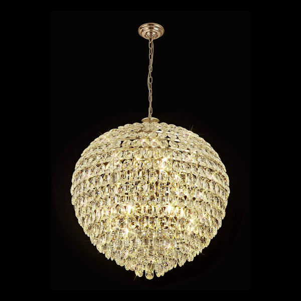 Coniston 16 Light Clear Crystal Pendant Light in French Gold