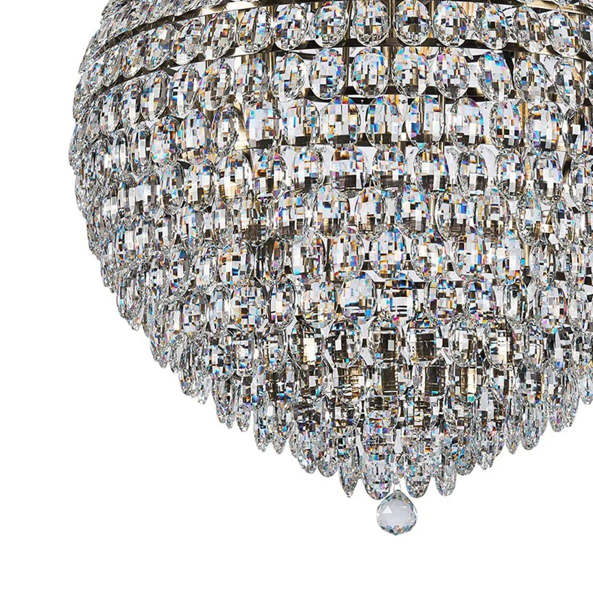 Coniston 16 Light Clear Crystal Pendant Light in Antique Brass