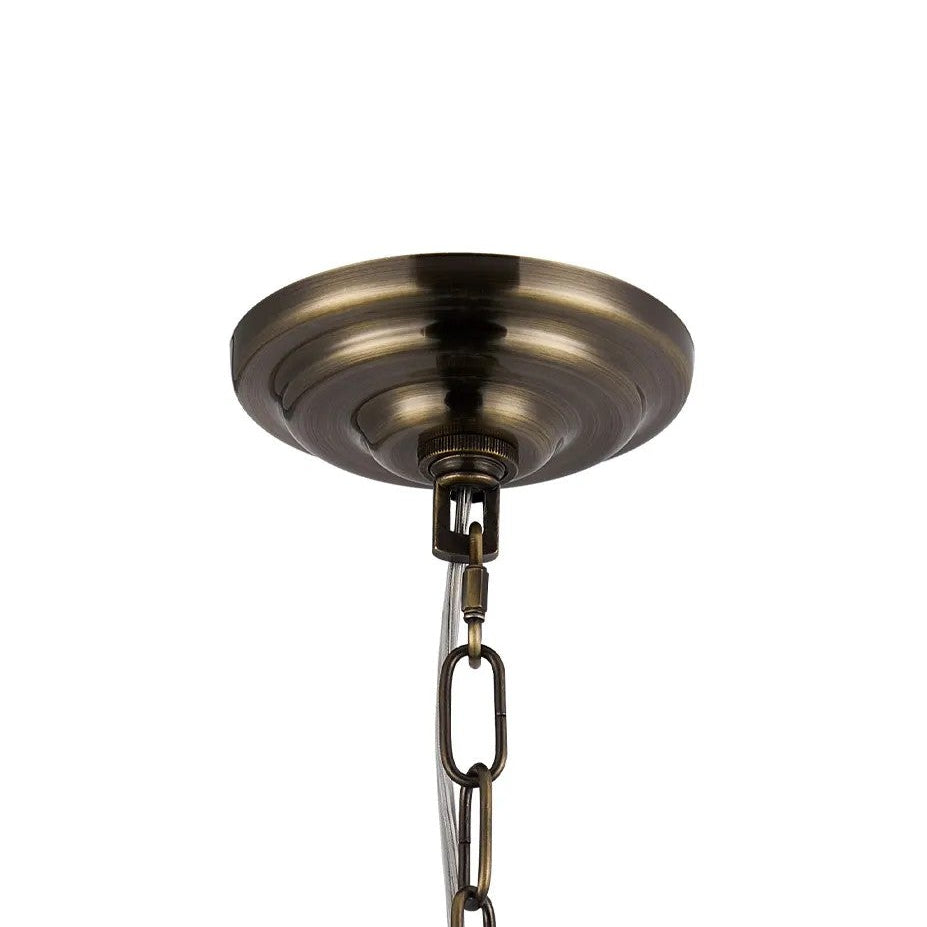 Coniston 16 Light Clear Crystal Pendant Light in Antique Brass