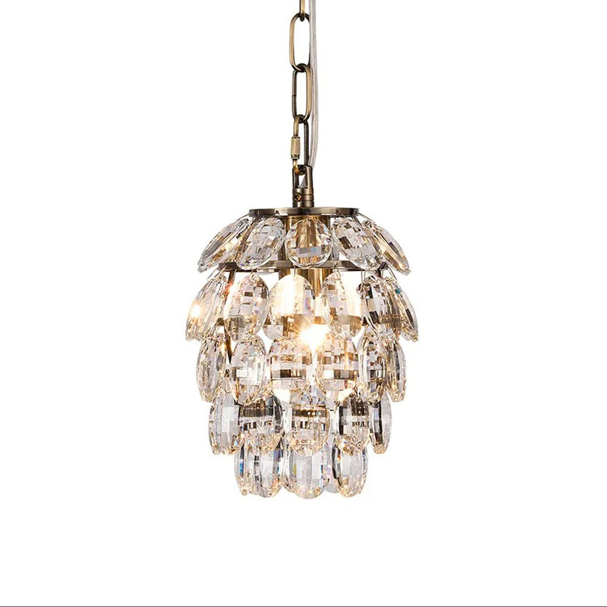 Coniston 1 Light Clear Crystal Pendant in Antique Brass
