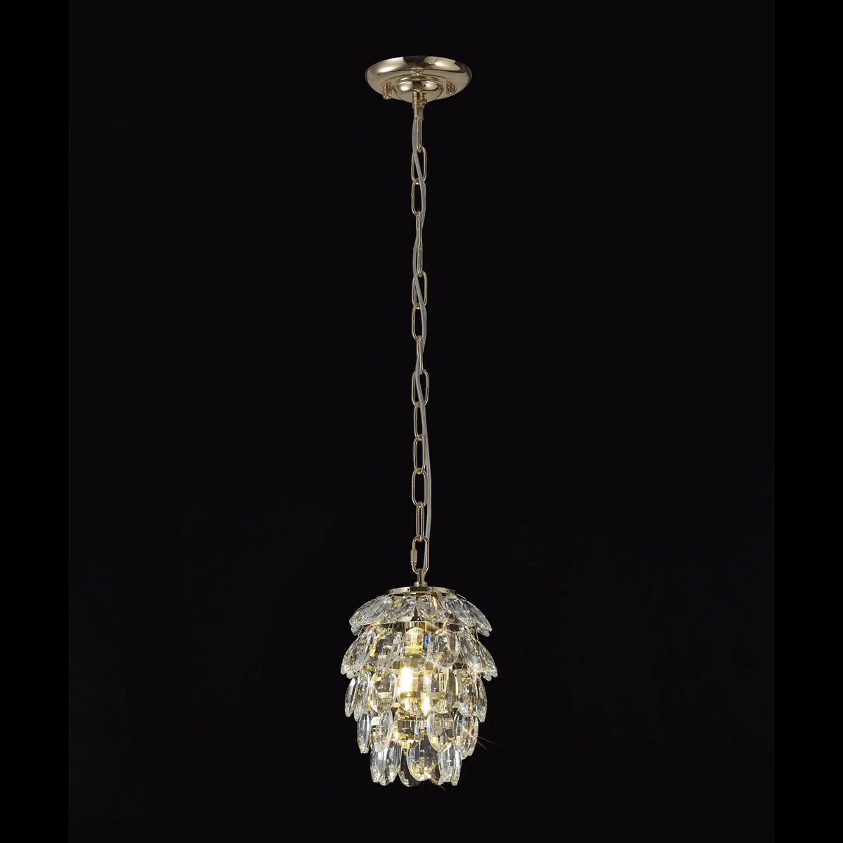 Coniston 1 Light Clear Crystal Pendant in French Gold