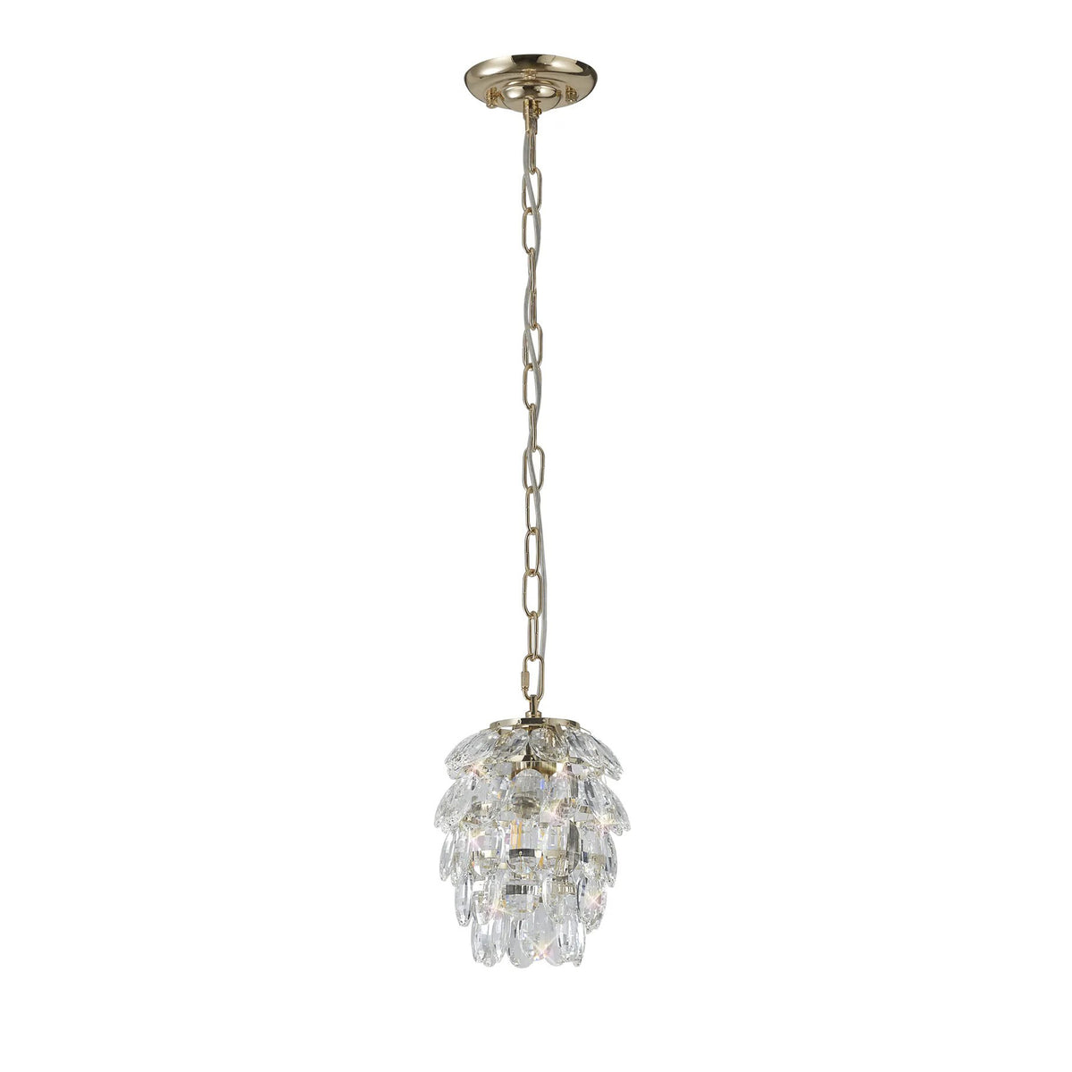 Coniston 1 Light Clear Crystal Pendant in French Gold