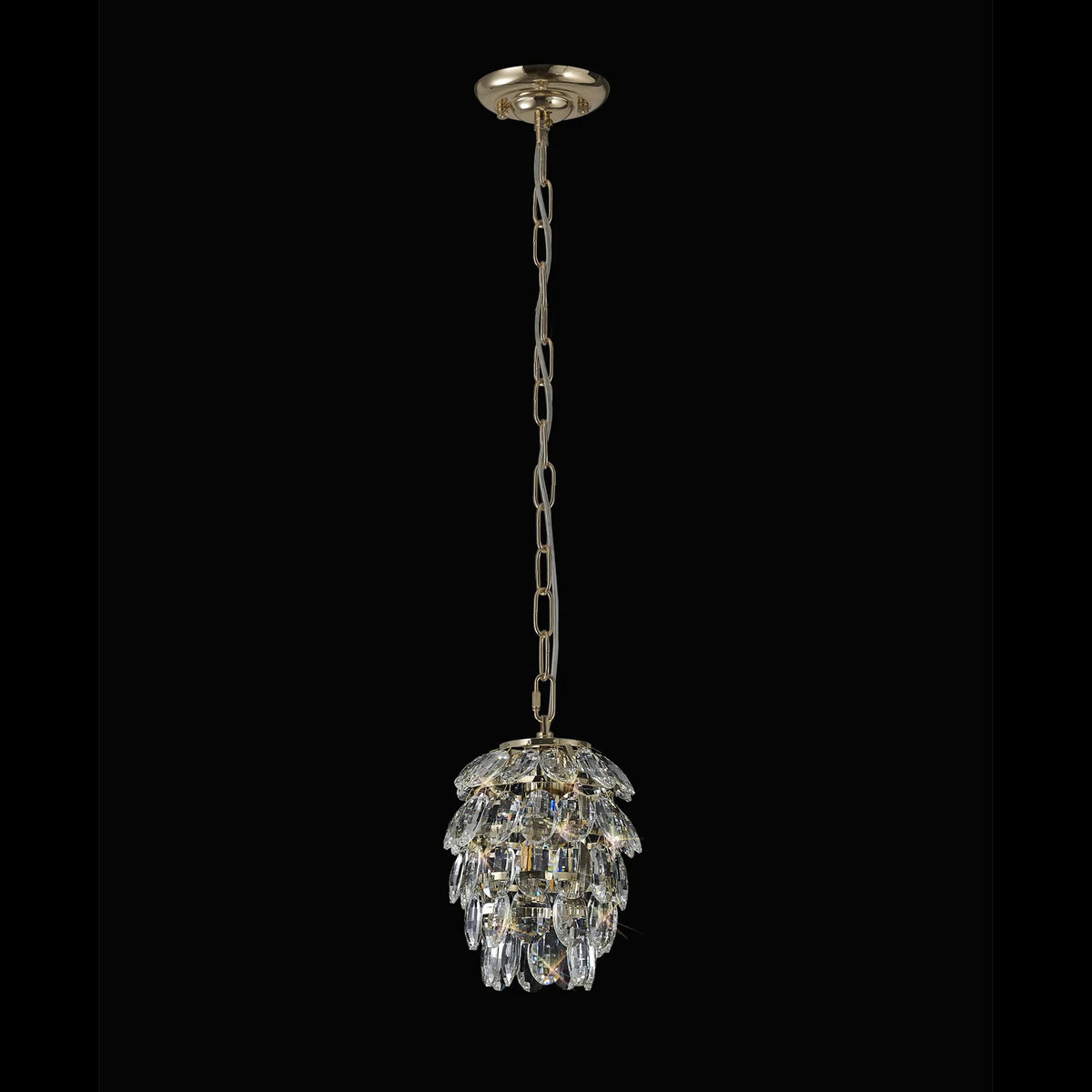 Coniston 1 Light Clear Crystal Pendant in French Gold