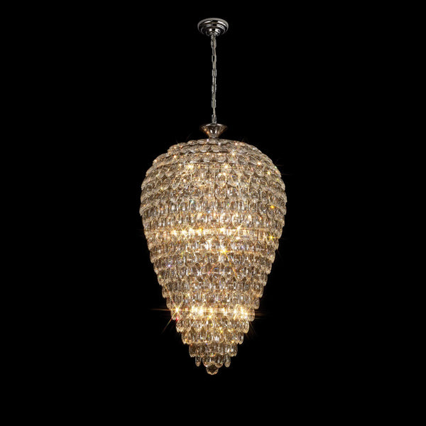 Coniston 16 Light Clear Crystal Acorn Pendant Light in Polished Chrome