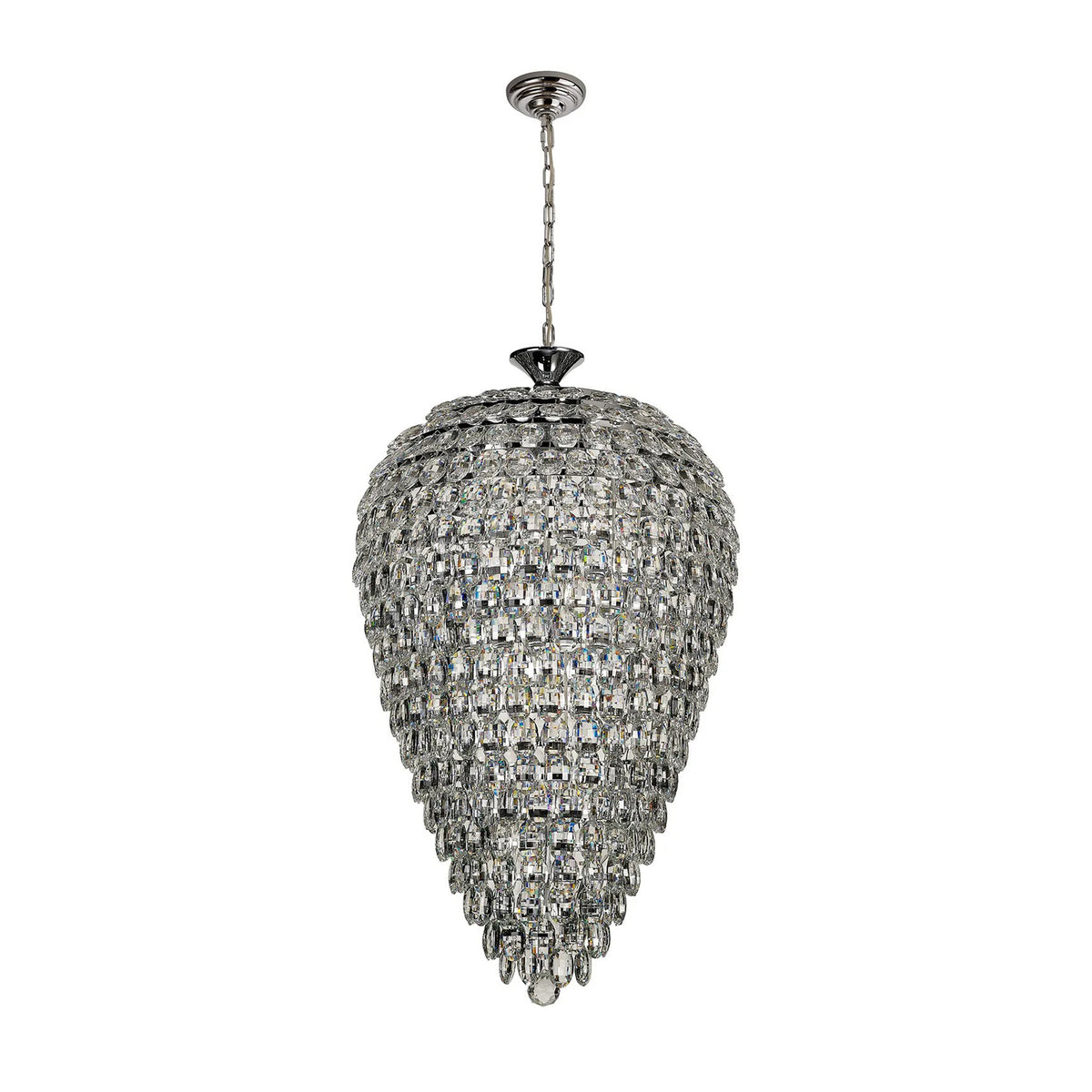 Coniston 16 Light Clear Crystal Acorn Pendant Light in Polished Chrome