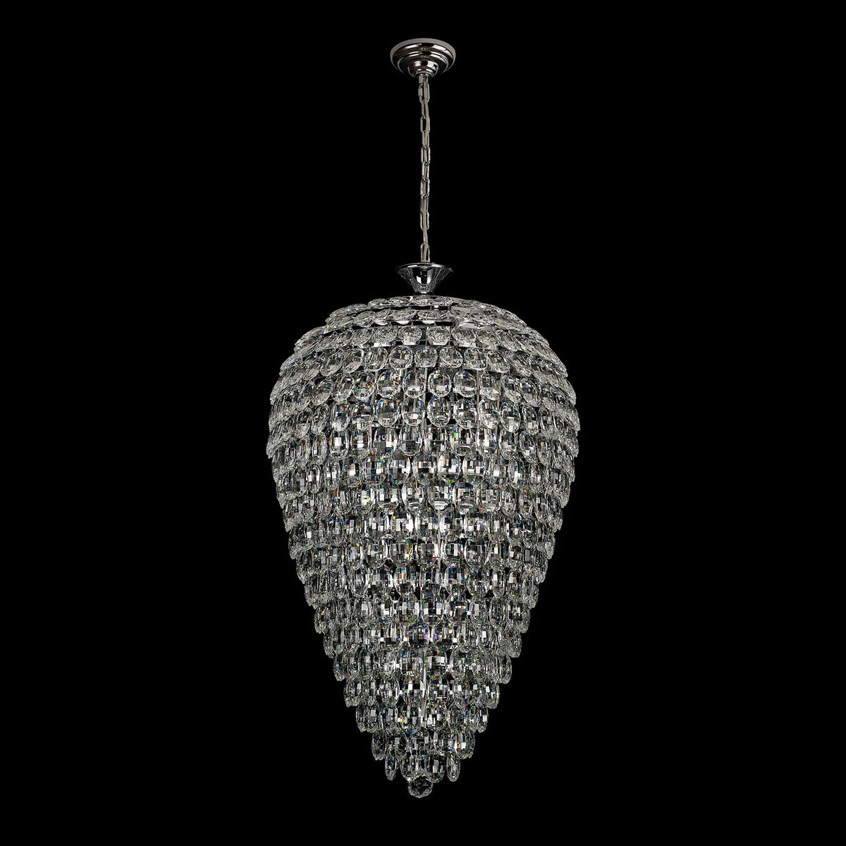 Coniston 16 Light Clear Crystal Acorn Pendant Light in Polished Chrome