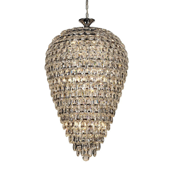 Coniston 16 Light Clear Crystal Acorn Pendant Light in Polished Chrome
